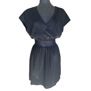 ARMANI EXCHANGE CAP SLEEVE RIFFLE DETAIL LOGO WAISTBAND MINI DRESS SIZE 4